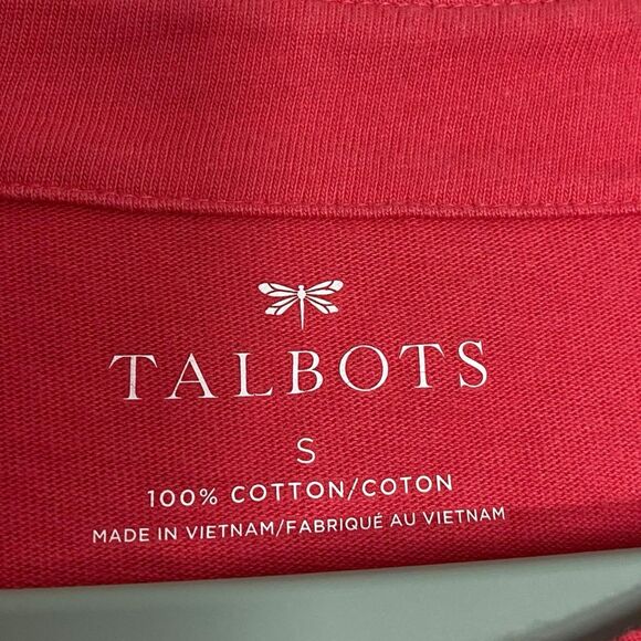 Talbots Top Women S Pink 3/4 Sleeve Blouse Shirt Pullover Anchor Buttons Coastal - Picture 3 of 10